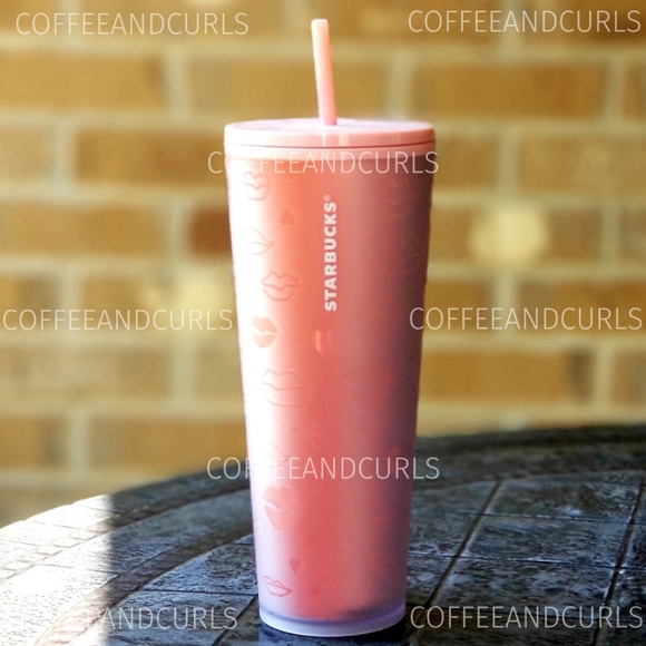 Starbucks Valentine 2021 Red and Pink Lips  Soft Touch Tumbler - Picture 4 of 9